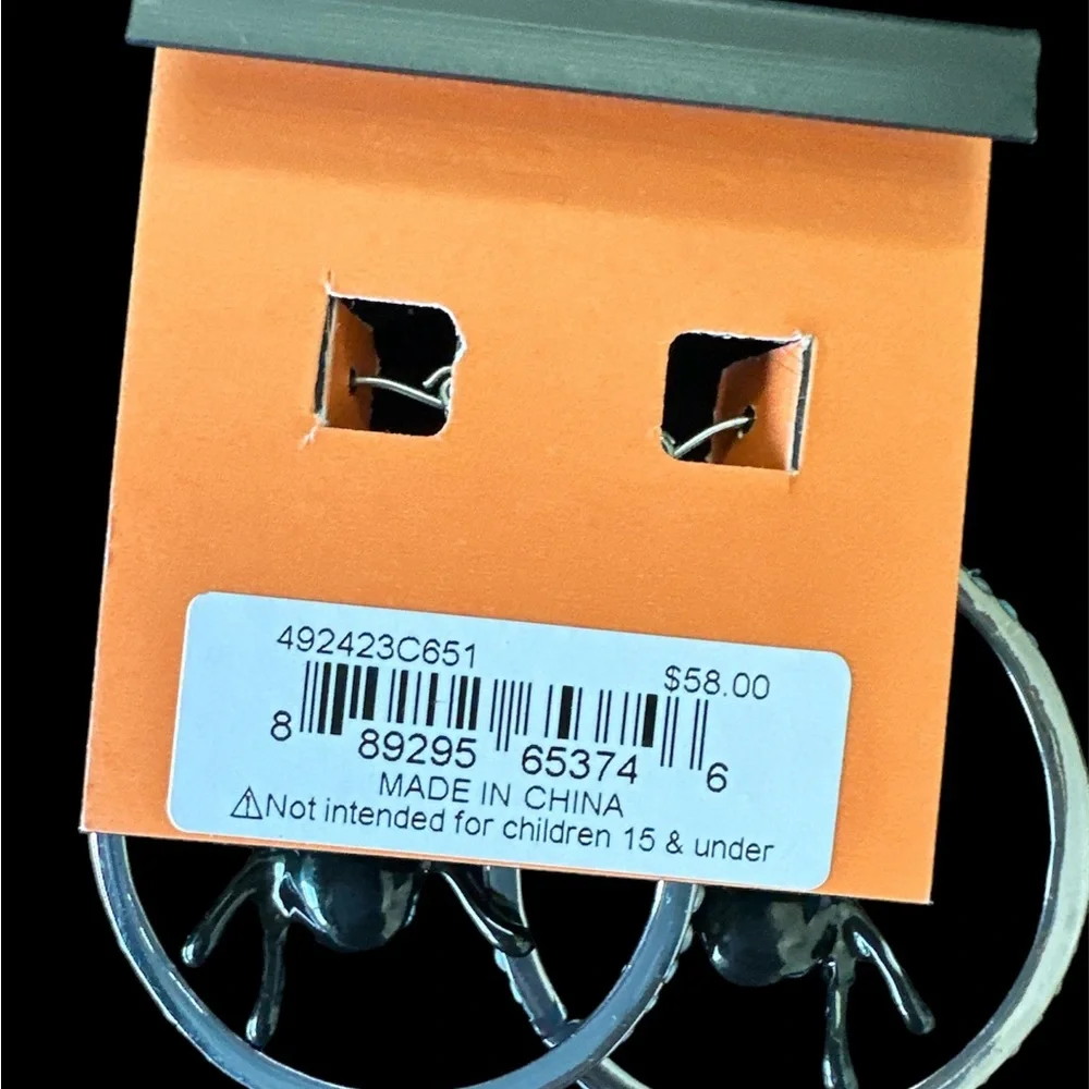 Betsey Johnson GHOUL FRIENDS 
SPIDER HOOP EARRINGS PINK STONES-Halloween NWT🕷️ - Picture 7 of 9